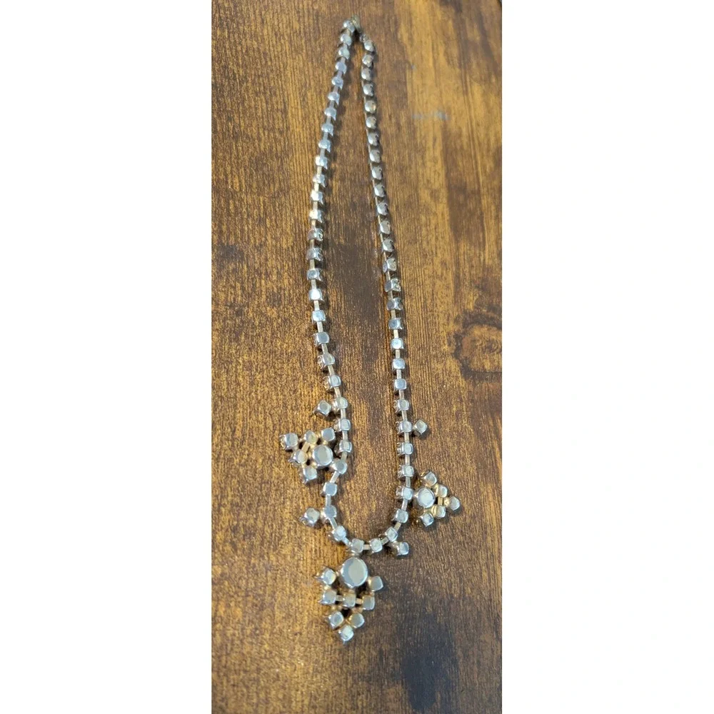 Vintage Purple Rhinestone Bib Necklace Mid-Century Statement 15